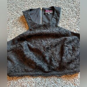Blondie Nites x Stacy Sklar black Lace  Zip Halter Top Size 3